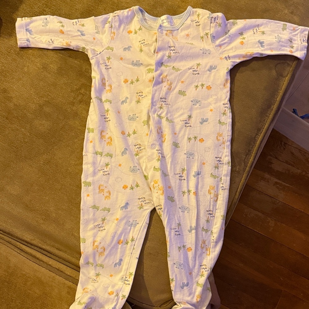 small wonders White Footed One-Piece with Pastel Animal Print